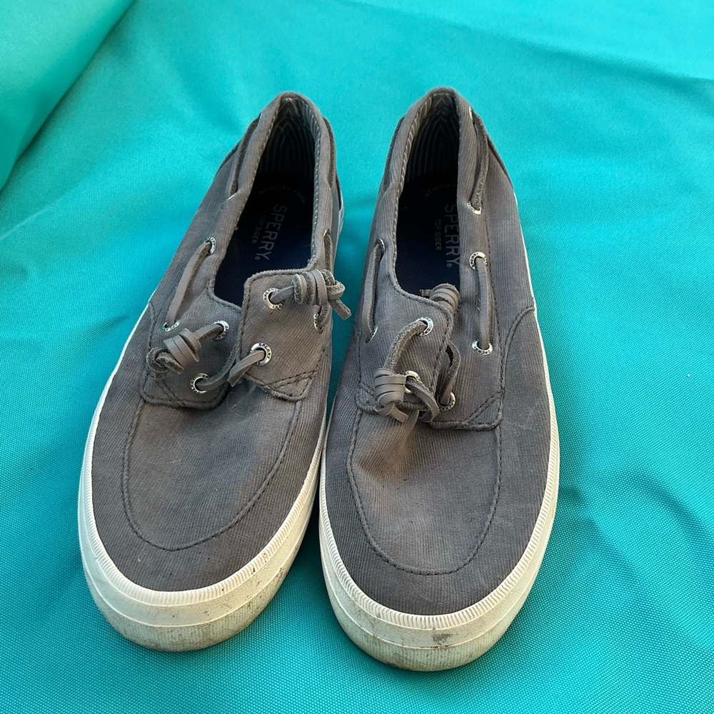 Sperry Gray Canvas Boat Shoes Slip-On Comfort